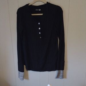 Nursing Maternity Black Long Sleeve Henley Shirt